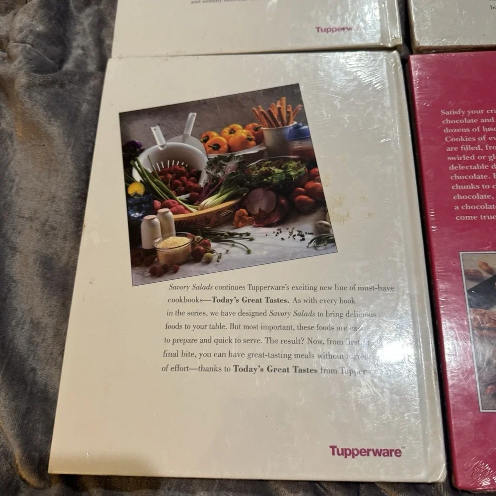 4 NEW Tupperware Cookbooks Recipe Books Set Salads Pasta Chocolate‎ Cookies Vtg